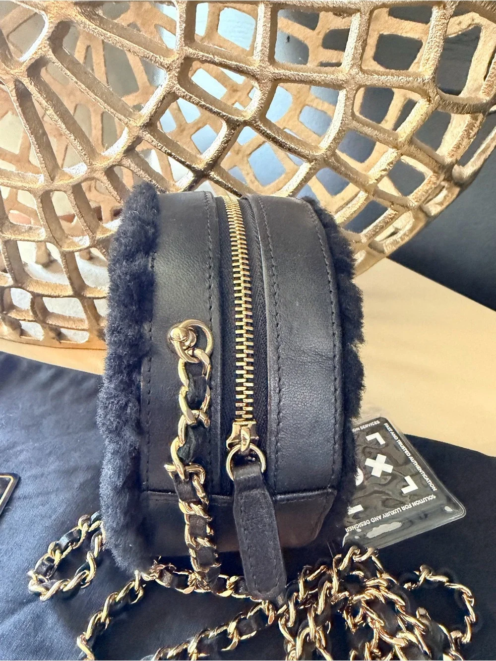 Chanel Round Shearling Clutch With Chain Crossbody Bag Black | 🔥✨